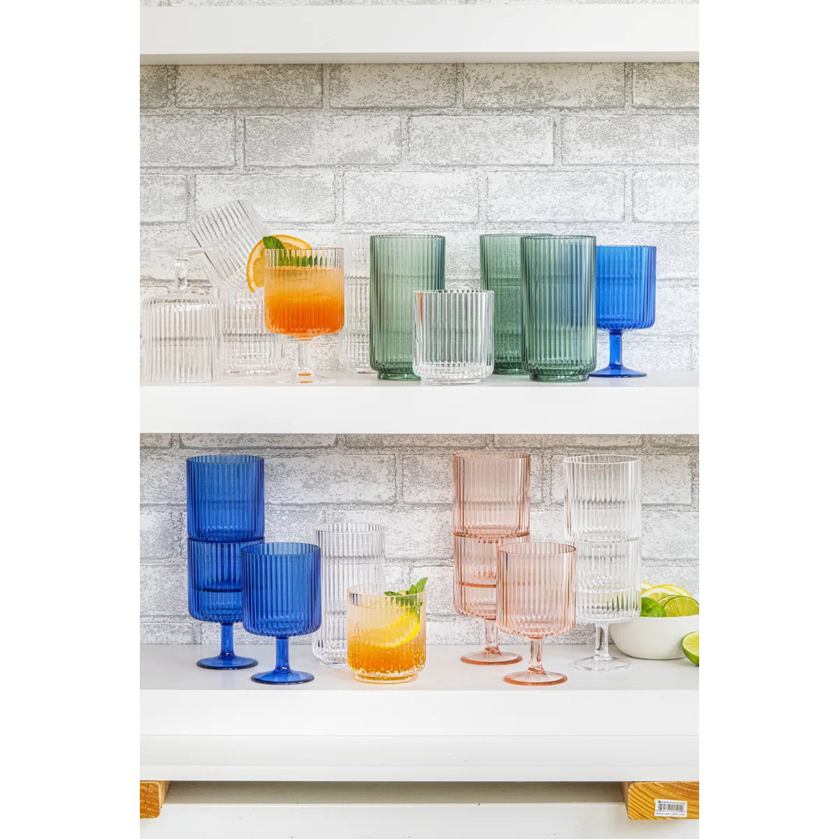 Laya Fluted Acrylic Low Tumbler Glass (Set of 6) | Birch Lane