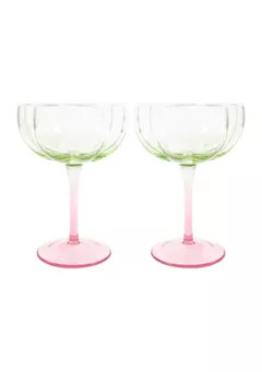 Coupe Glass Set, Jade Lime/Pink Muse Ombré | Belk