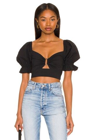 MORE TO COME Elizabeth Puff Sleeve Top in Black from Revolve.com | Revolve Clothing (Global)