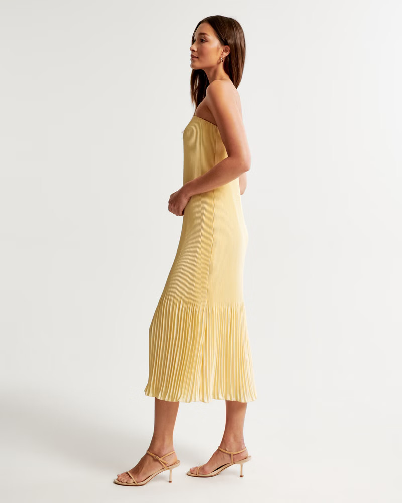 The A&F Giselle Pleat Release Midi Dress | Abercrombie & Fitch (US)