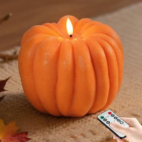Fall Decor, Flameless Pumpkin Candles with Timer, LED Light Up Pumpkins for Mantel Table | Halloween Flameless Candle Thanksgiving Fall Decoration for Home, Autumn Farmhouse Rustic Harvest Decor | Amazon (US)