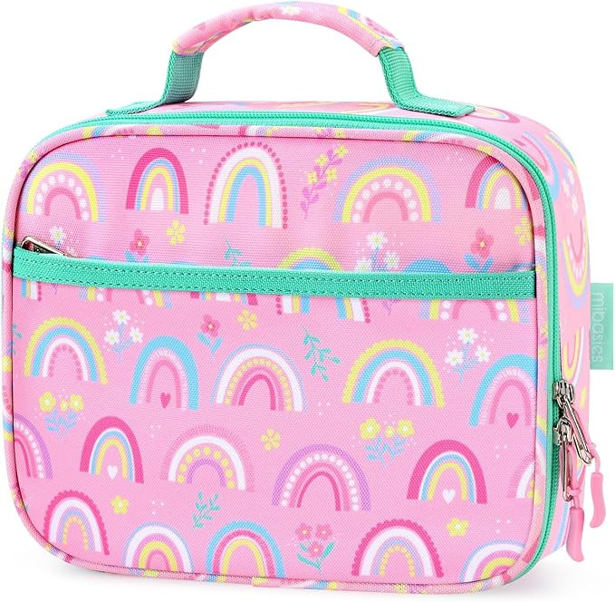 mibasies Kids Lunch Box for Girls Toddler, Insulated and Reusable Lunch Bag for School, Pink Rain... | Amazon (US)