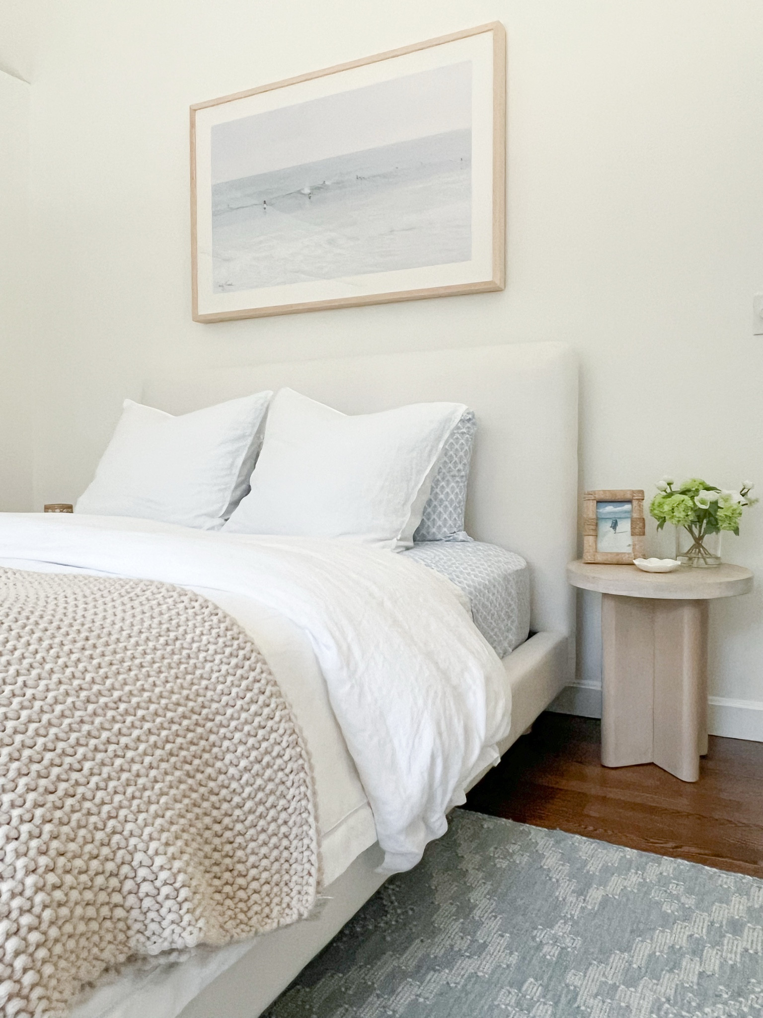 My guest room refresh is slowly but surely coming along! 
-
coastal home decor, coastal style, coastal nightstands, light wood nightstands, round side tables, small side tables, coastal bedroom furniture, beach house bedroom decor, beach house furniture, neutral bedroom, bedroom ideas, upholstered bed, queen size bed, pottery barn beds, platform beds, guest room decor, linen duvet cover, amazon duvet cover, white duvet cover, amazon down comforter, white linen pillow shams, duvet set, coastal artwork, artwork over bed, large artwork, beach artwork, ocean artwork, nightstand decor, side table decor, woven picture frames, amazon picture frames, marble ring dish, white quilts, pottery barn quilts, coastal bedding, white bedding

#LTKFindsUnder100 #LTKSaleAlert #LTKHome