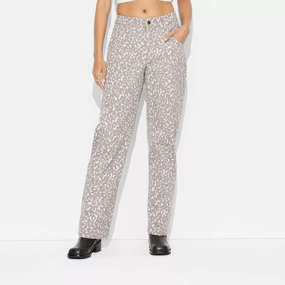 Women's High-Rise Straight Pants - Wild Fable™ Brown Leopard Print 2X | Target