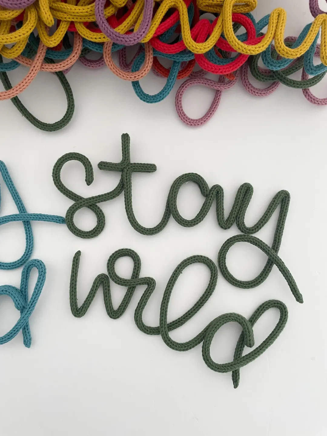 Stay Wild Knitted Wire Sign Decor for a Safari or Jungle Themed Nursery Wall, Inspirational Knitt... | Etsy (Global)