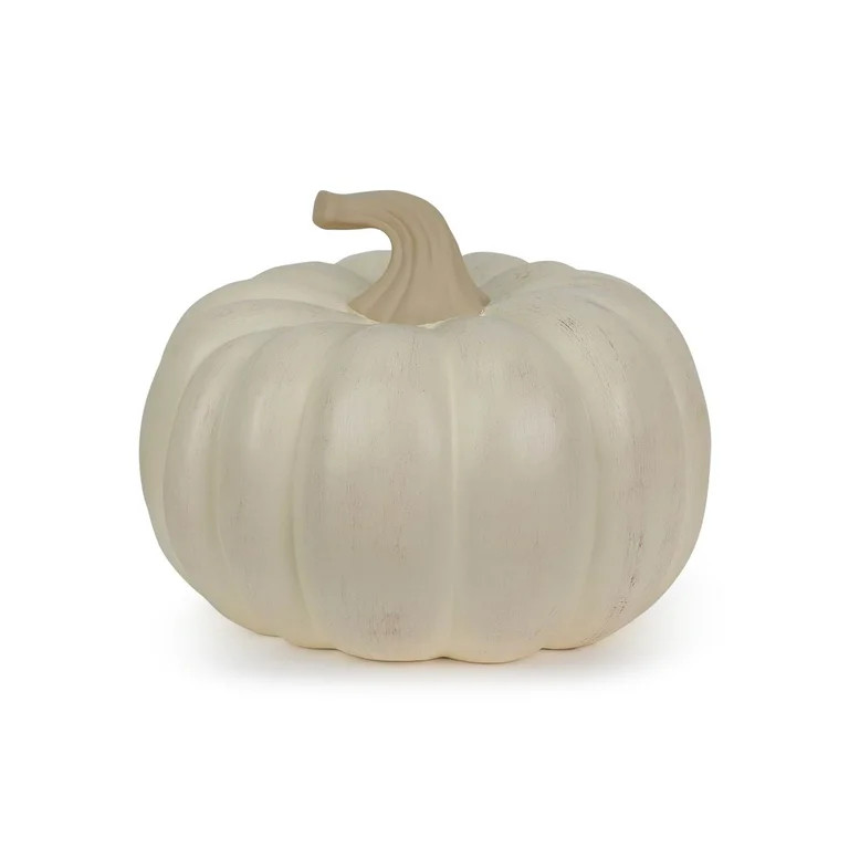Harvest Cream Clay Pumpkin Tabletop Decoration, 9 in, by Way To Celebrate - Walmart.com | Walmart (US)