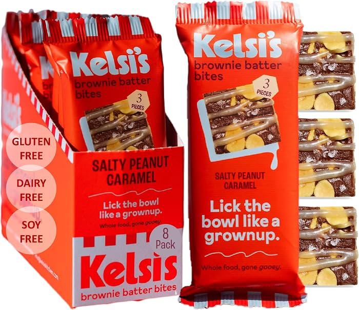 Kelsi's Salty Peanut Caramel Brownie Batter Bites, 8 Pack - Whole Ingredients, Healthy Brownie Bi... | Amazon (US)