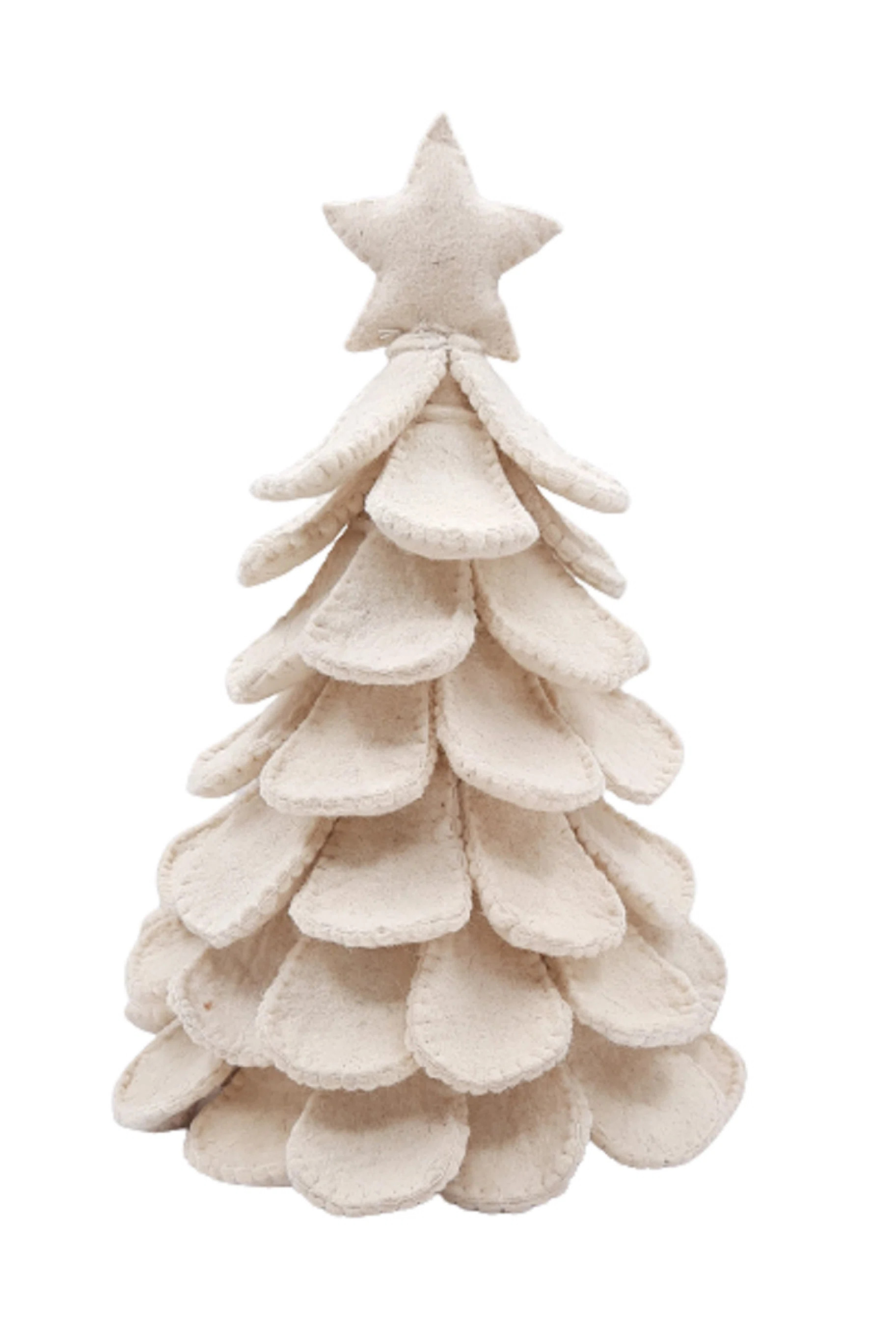Handmade Cream Tabletop Christmas Tree in Hand Felted Wool | AllModern