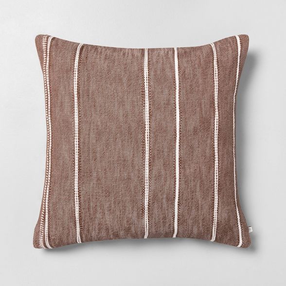 24" x 24" Stripe Pattern Oversized Decor Pillow Pumpkin Brown - Hearth & Hand™ with Magnolia | Target