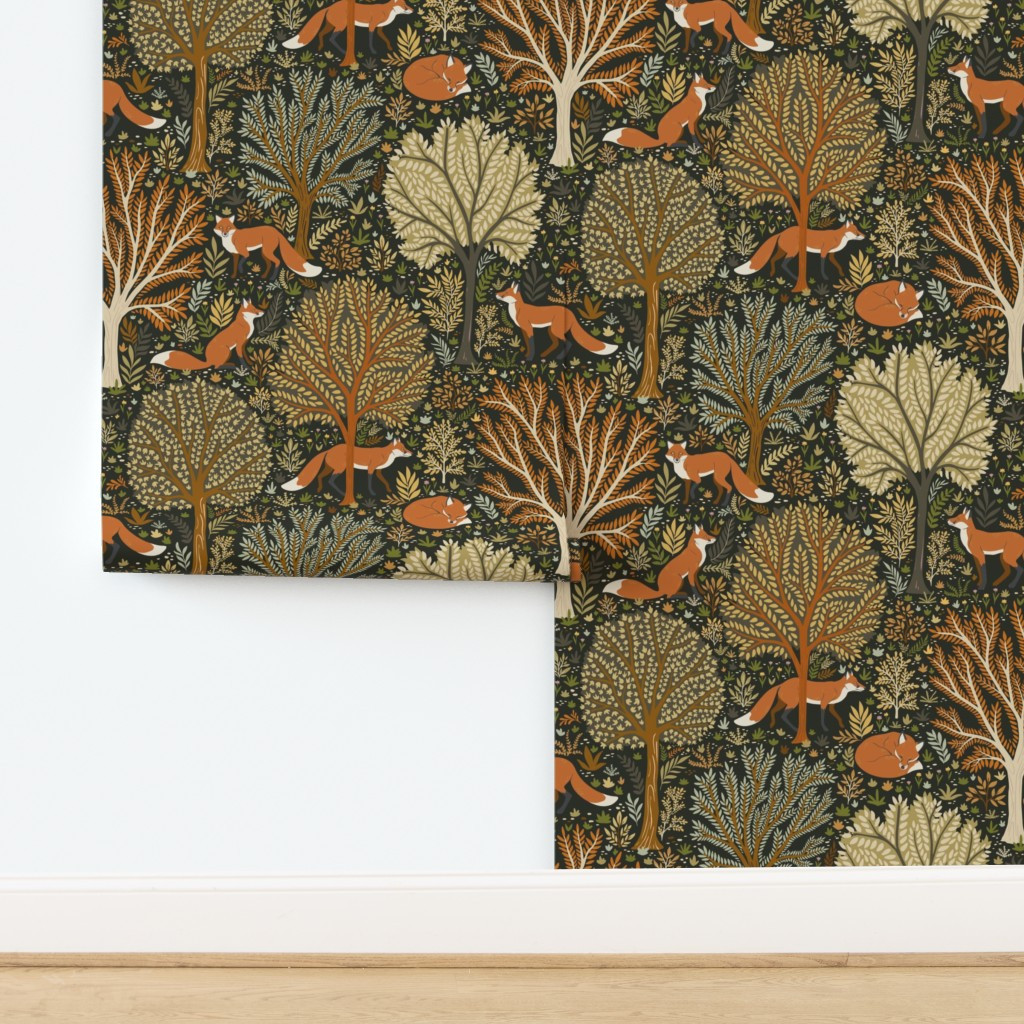 Wallpaper in Woodland Fox | Spoonflower