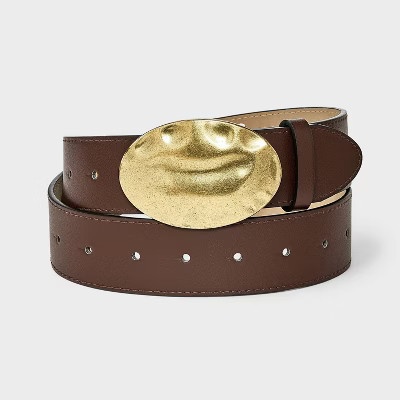 Hammer Texturized Plaque Buckle Belt - Universal Thread™ Brown | Target