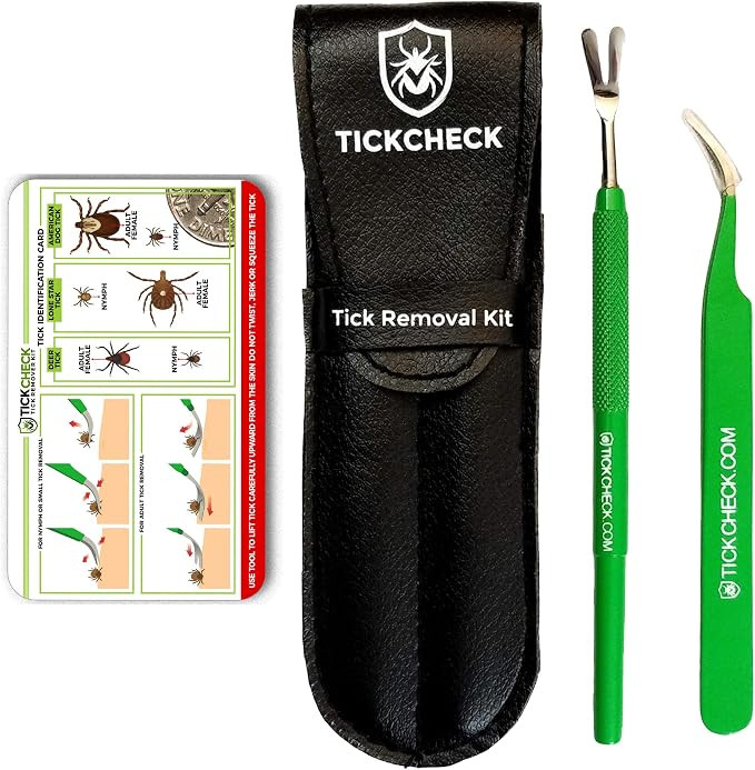 Premium Tick Remover Kit - Stainless Steel Tick Remover + Tweezers, Leather Case, and Free Pocket... | Amazon (US)