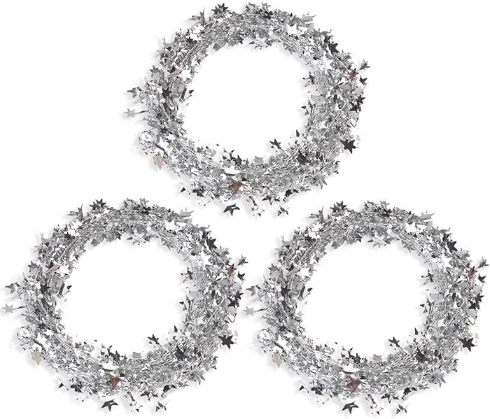 75 FT Star Tinsel Garlands with Wire, Christmas Star Wire Garland Decorations for Xmas Tree Home ... | Amazon (US)