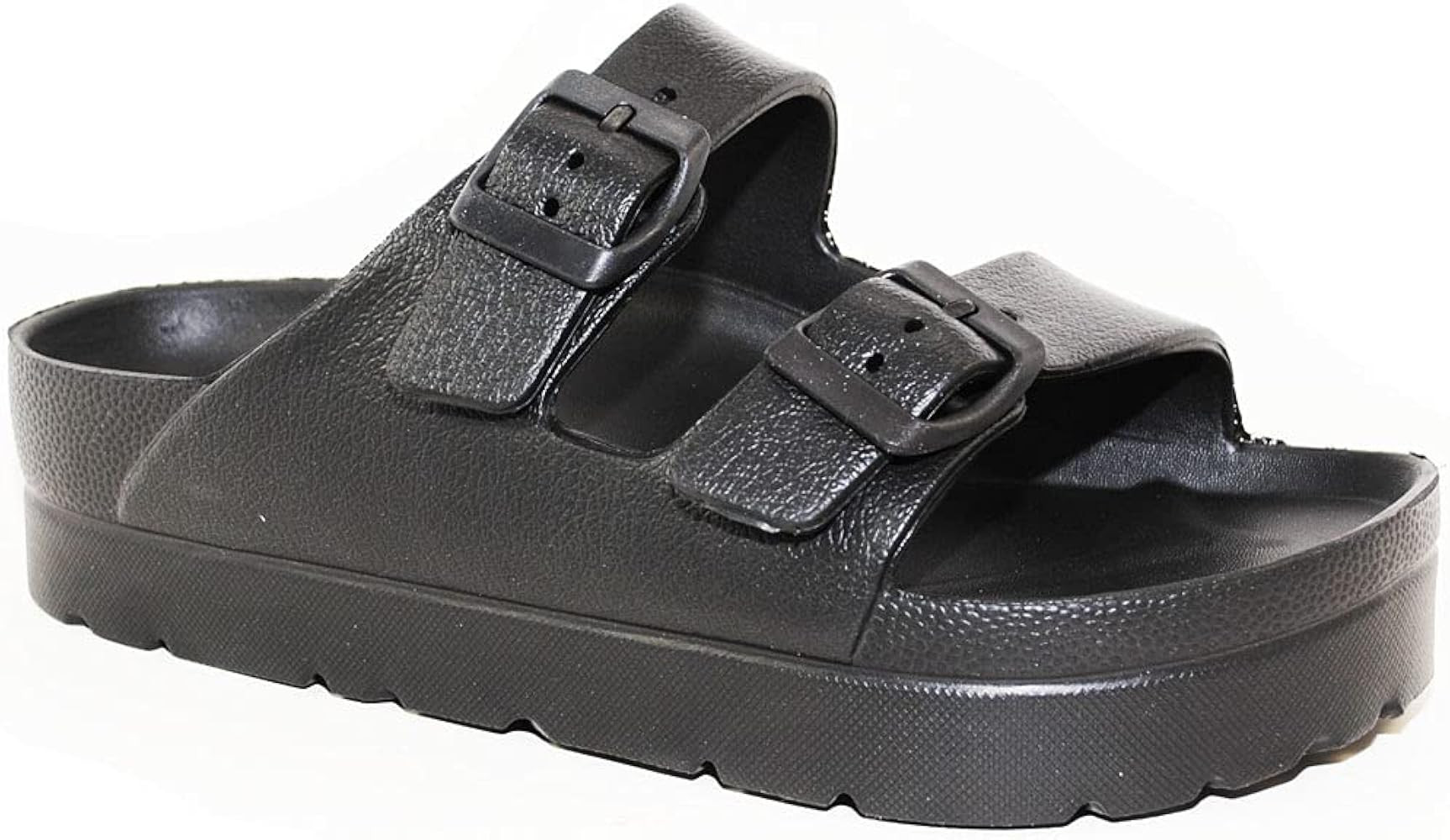 TRENDSUP Women's Comfort Slides Double Buckle Adjustable EVA Flat Sandals | Amazon (US)