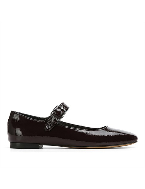 ALISE Raisin Crinkle Patent Leather Mary Jane Flat | David Jones (Australia & New Zealand)