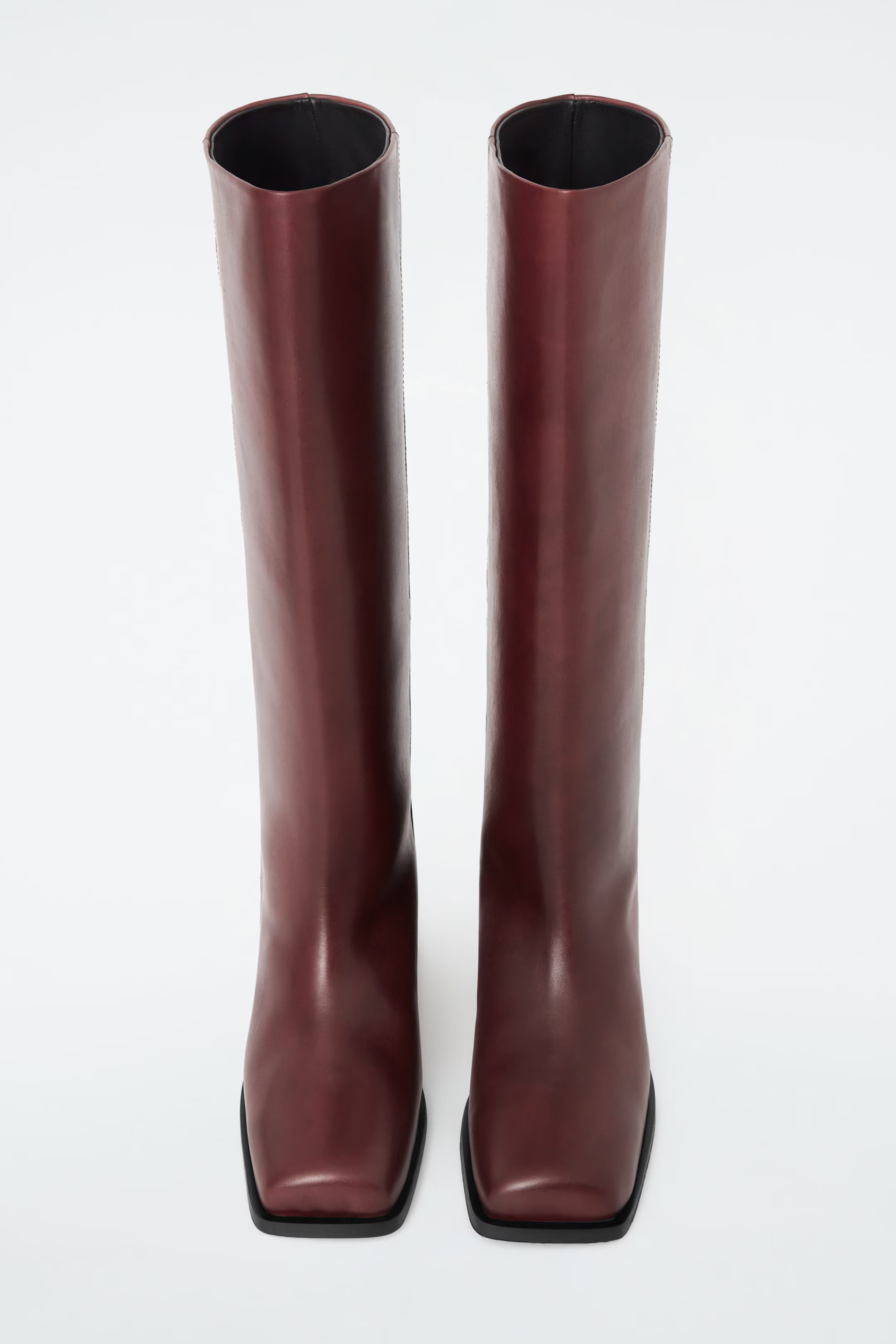 SQUARE-TOE LEATHER KNEE-HIGH BOOTS - BRICK RED | COS (EU)