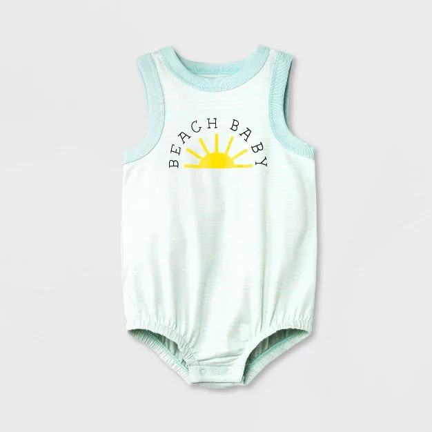 Baby Beach Baby Romper - Cat & Jack™ Mint Green | Target