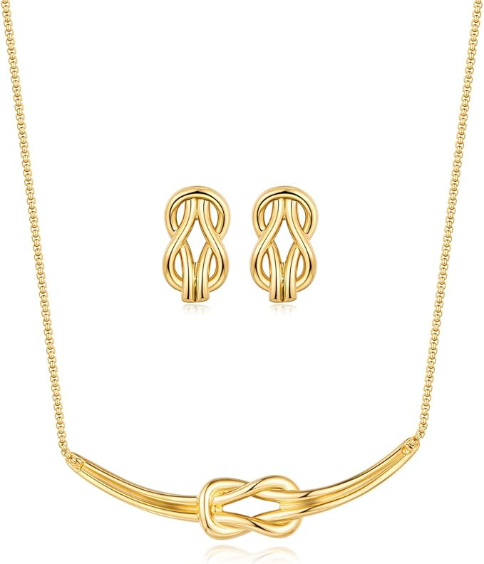 TOVABA Women's Cubic Zirconia Teardrop Y-Necklaces Dangle Earrings Jewelry Sets Gift of Women Bri... | Amazon (US)