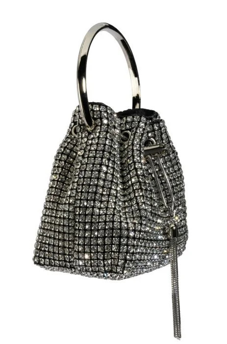 DISTURBIA EMBELLISHED BUCKET BAG IN SILVER | AKIRA