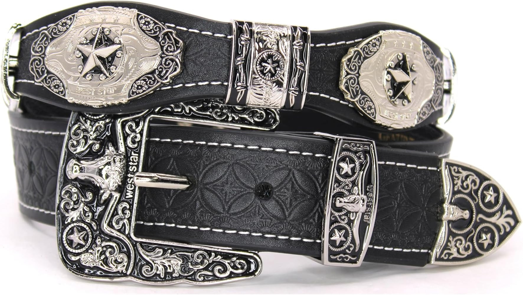 West Star Concho Rodeo Cowboy Belt Genuine Leather | Amazon (US)