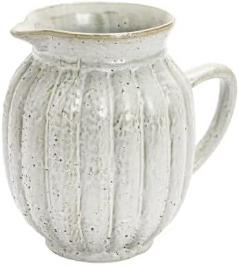 Bloomingville Creative Co-Op Stoneware Fluted Pitcher, Antique White, 8''L x 6''W x 8''H | Amazon (US)