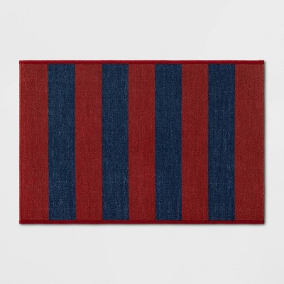 2'x3' Rugby Striped Dorm Scatter Accent Rug Red/Blue - Room Essentials™ | Target