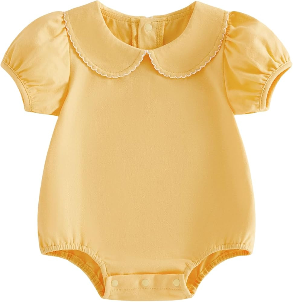 Balaflyie Bubble Romper Baby Boy Girl Cotton Collar Bodysuit Oversize T-shirt Romper Infant Top | Amazon (US)