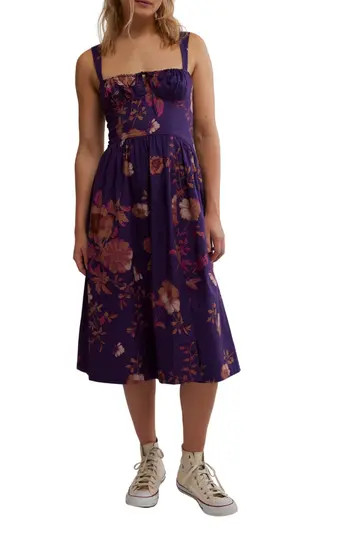 Free People Laters Baby Stretch Cotton Midi Sundress in Grape Combo at Nordstrom Rack, Size Small | Nordstrom Rack