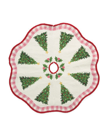 48in Cottage Charm Trees Hooked Tree Skirt | Polyester/Cotton | Marshalls