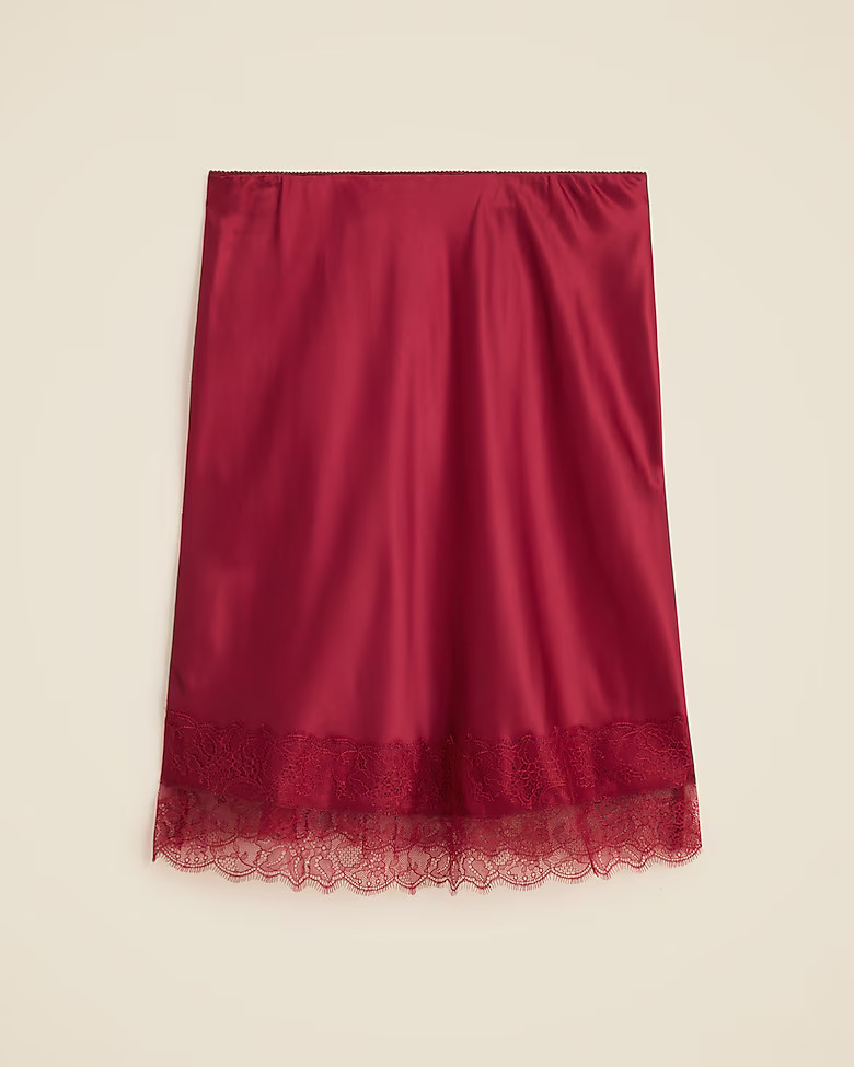 Tall Gwen lace-trim slip skirt in luster charmeuse | J. Crew US