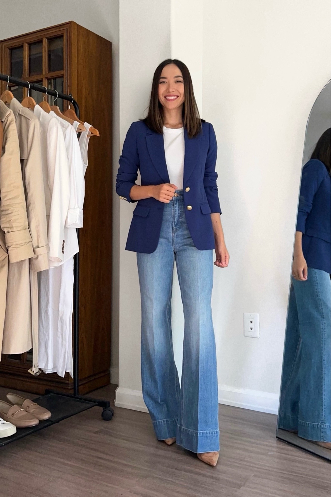 Workwear styling denim trousers from Jcrew 

• blazer - 60% off
• denim trousers - on sale for under $150, I’m wearing the classic length, but the petite length would have been better for my height of 5’4” 
• white cotton tshirt 


#LTKsalealert #LTKworkwear #LTKCyberWeek