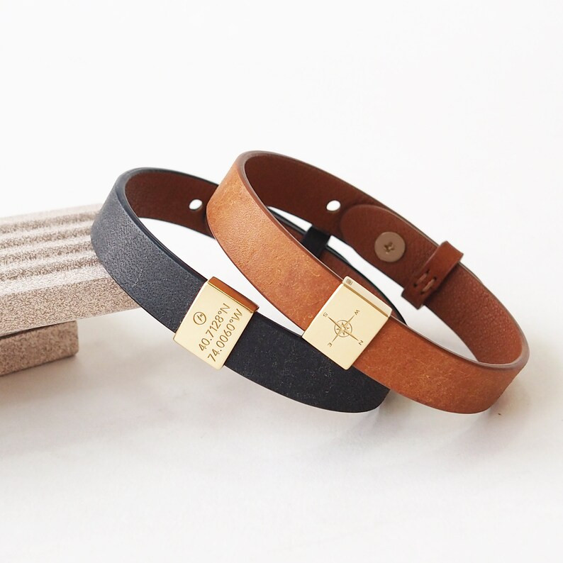 Personalized Leather Bracelet Valentines day gift for him - Personalised Fathers Day Gift - Anniv... | Etsy (US)