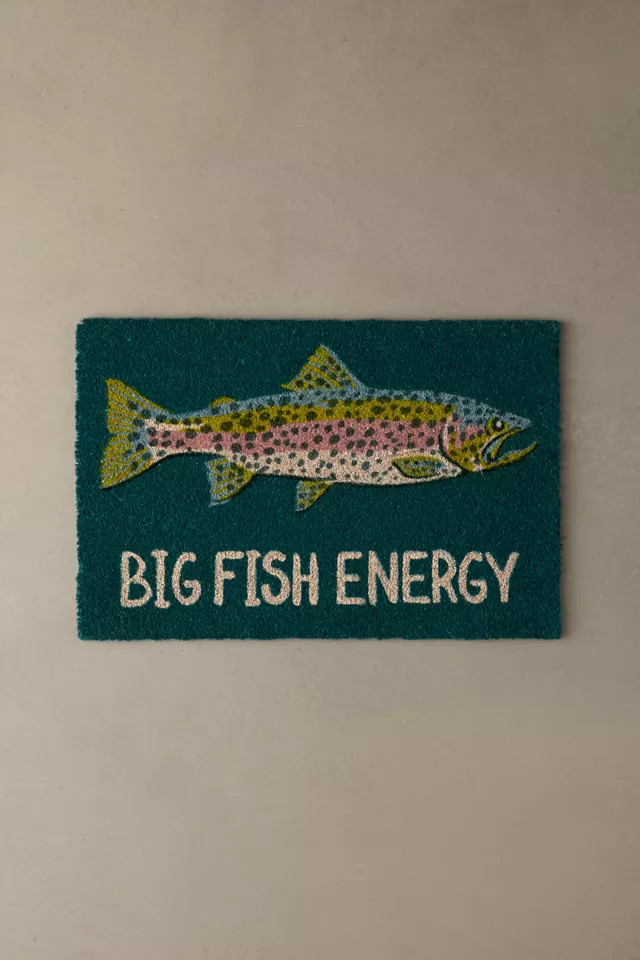 Big Fish Energy Coir Doormat in Blue at Urban Outfitters | Urban Outfitters (US and RoW)