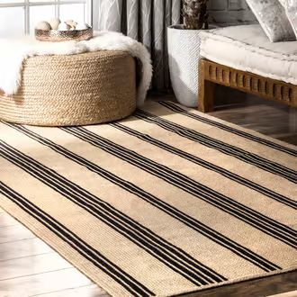 Rugs USA Natural Fawna Braided Striped Jute rug - Casuals Rectangle 5' x 8' | Rugs USA