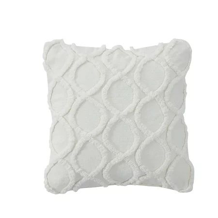 My Texas House Lantana Tufted Cotton Square Decorative Pillow Cover, 20"" x 20"", Coconut Milk | Walmart (US)