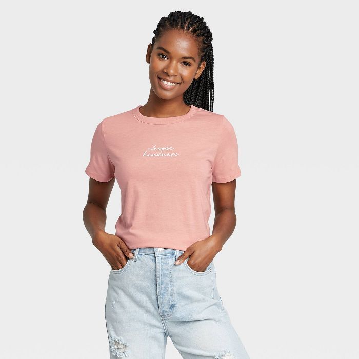 Women's Choose Kindness Short Sleeve Graphic T-Shirt - Rose | Target