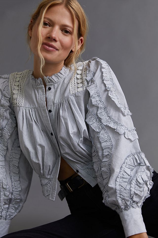 Lacy Ruffled Buttondown | Anthropologie (US)