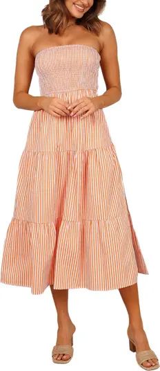Petal & Pup Maisie Stripe Smocked Strapless Midi Dress | Nordstrom | Nordstrom