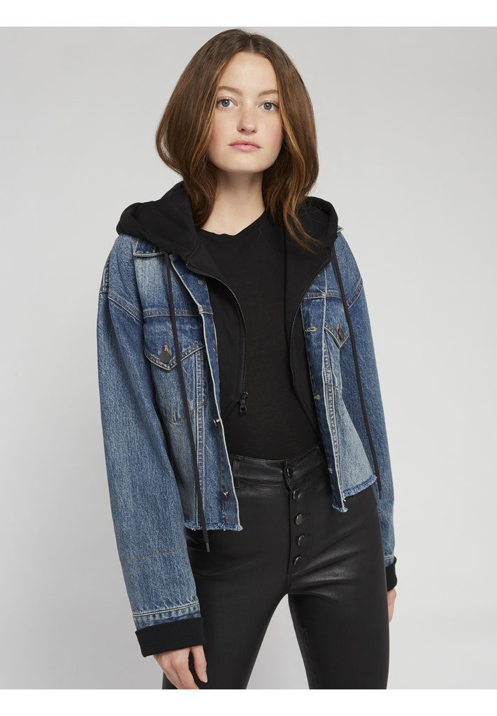 DENIM HOODIE JACKET | Alice + Olivia | Alice + Olivia