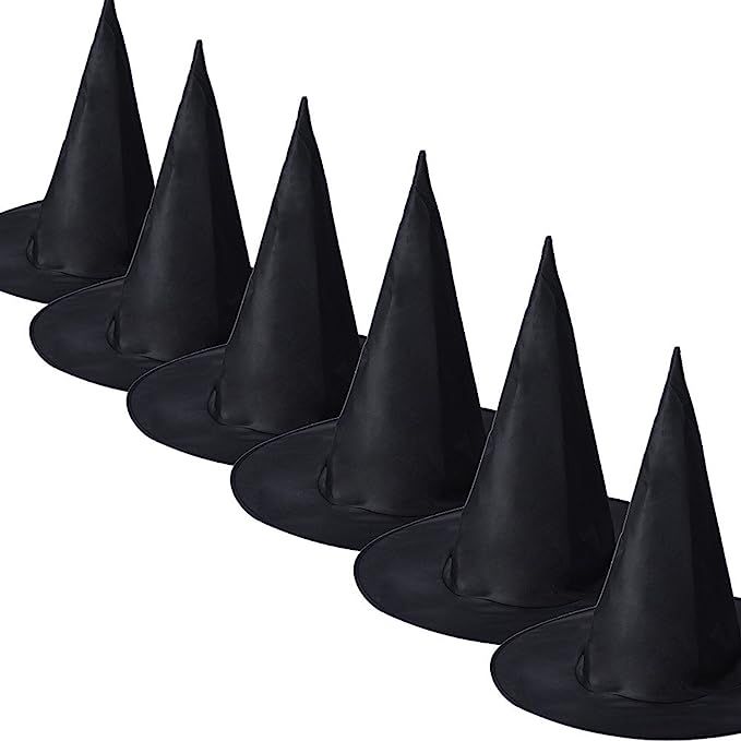 JINSEY 6 Pcs Adult Women Black Witch Hat Halloween Costume Accessory | Amazon (US)