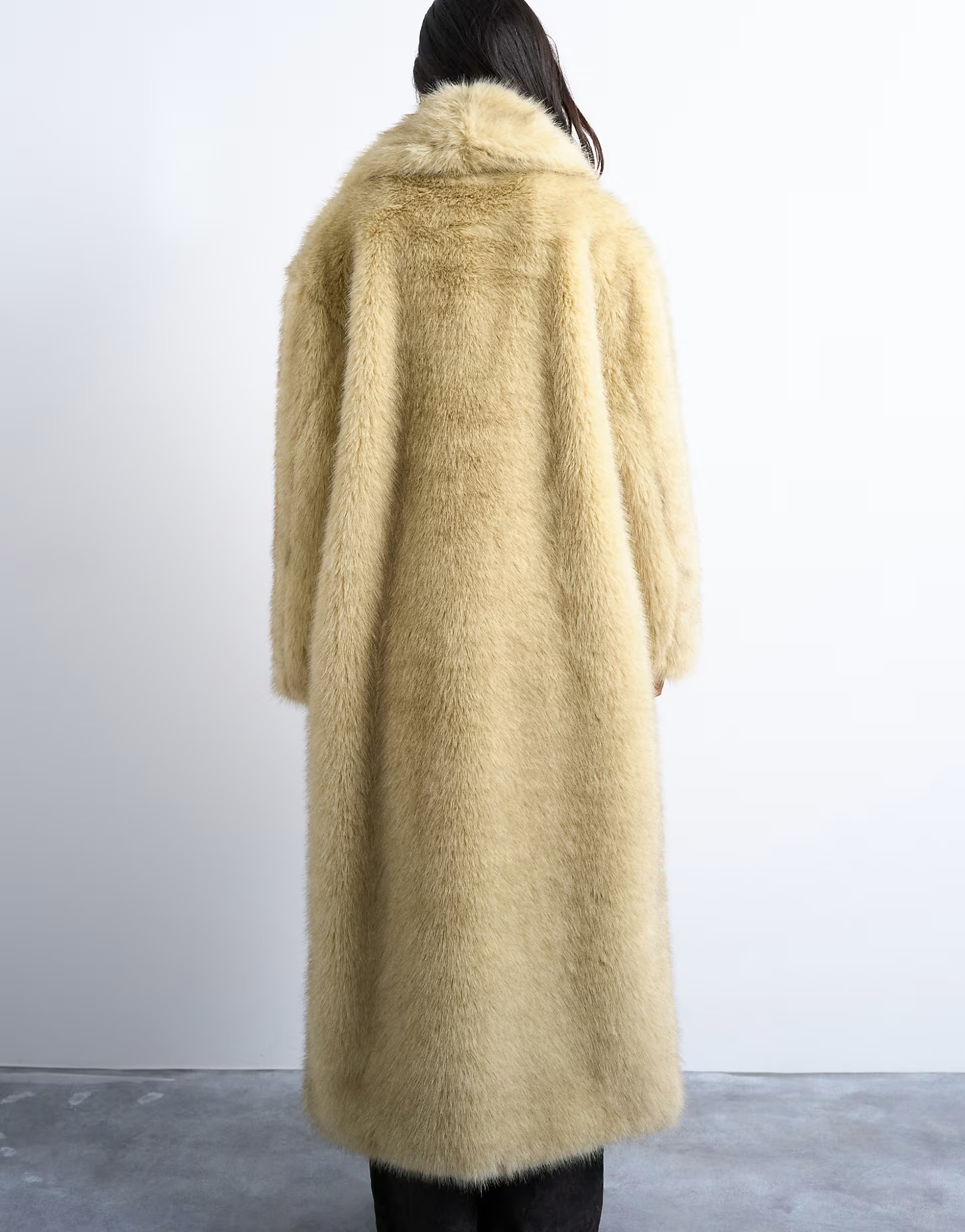 Topshop faux fur super long oversized shawl coat in buttermilk | ASOS (Global)