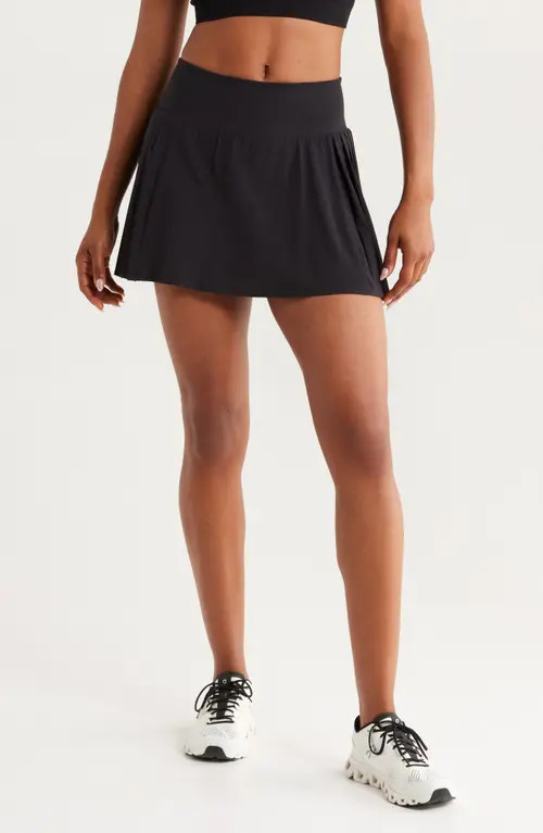 Zella Sunburst High Waist Pleated Tennis Skort in Black at Nordstrom, Size Large | Nordstrom
