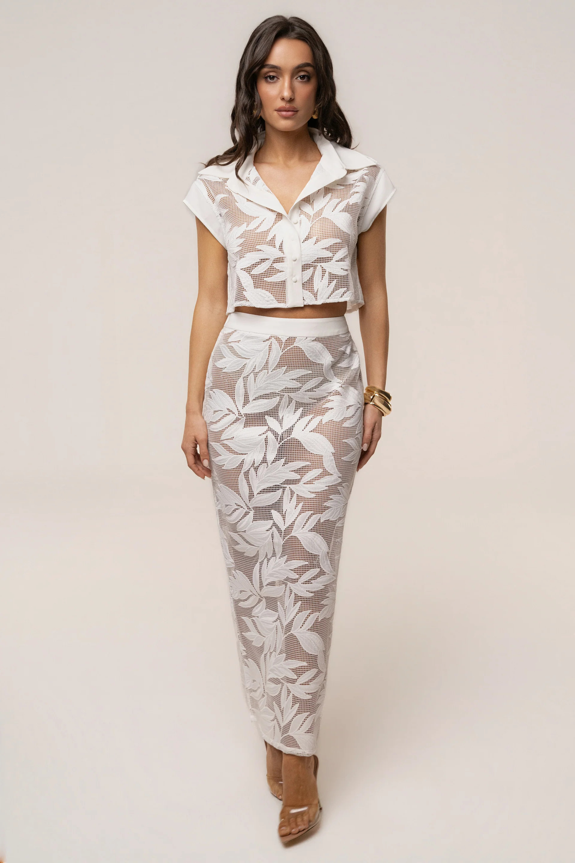 White Bali Nights Embroidered  Skirt | JLUXLABEL US