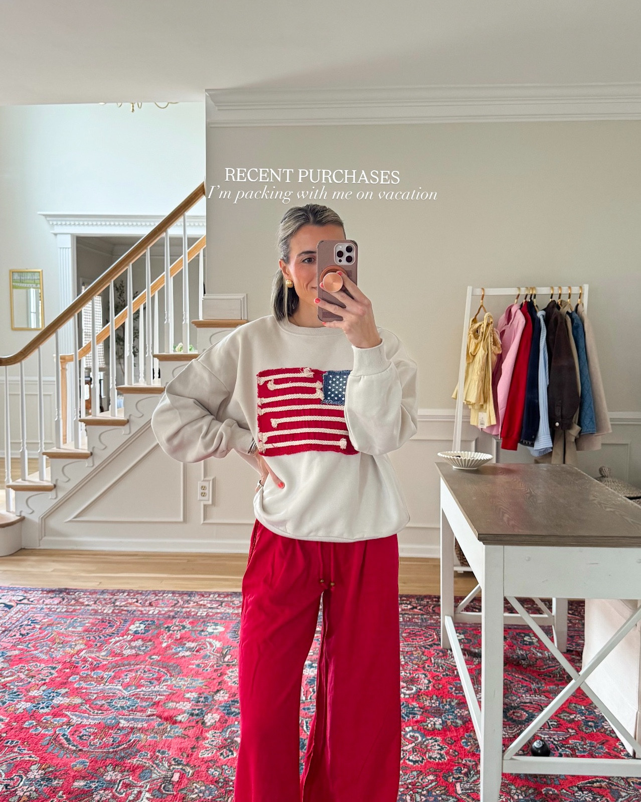 XS pants 
Small tops 
Swimsuit small 
Sweatshirt small

#LTKdayinmylife #LTKootd #LTKgrwm