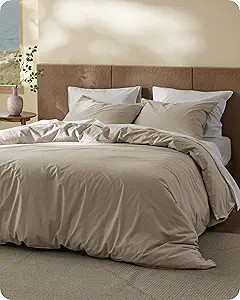 Bedsure Cotton Duvet Cover Queen - Luxury Slub Weave 100% Cotton Duvet Cover with a Linen Like Te... | Amazon (US)