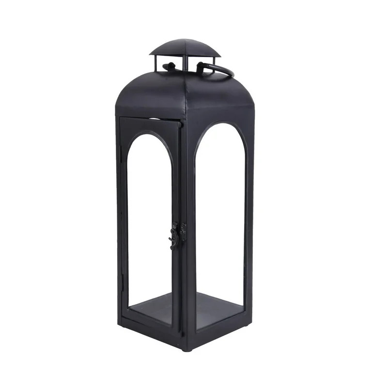 Better Homes & Gardens Black Metal Lantern Candle Holder, 18", Medium | Walmart (US)