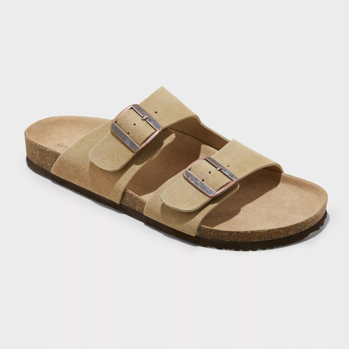 Men's Jerry Suede Two Band Sandals - Goodfellow & Co™ Taupe 7 | Target