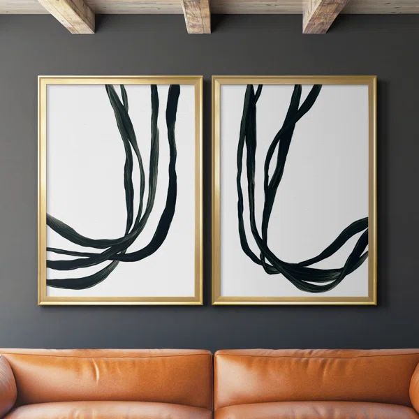 Onyx Ribbon I Premium Framed Canvas - Ready To Hang (Set of 2) | Wayfair Professional