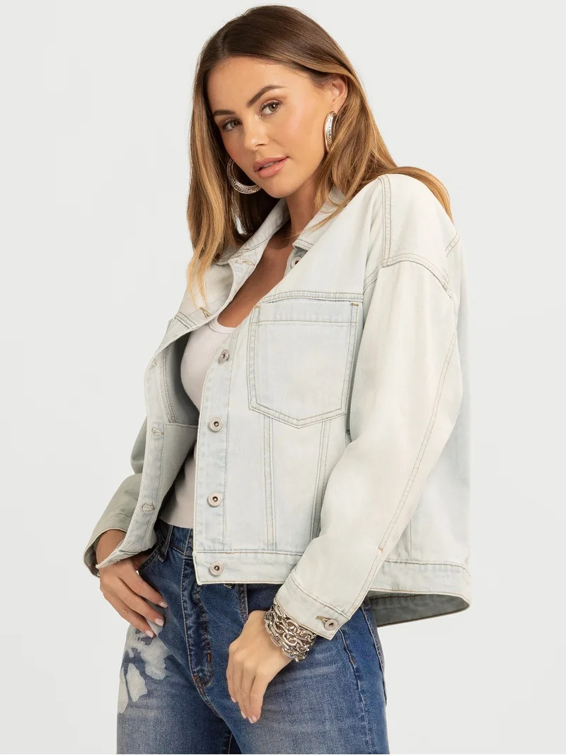 Jessica Simpson Women's Swing Denim Jacket with Back Pleat, Sizes XS-XL | Walmart (US)