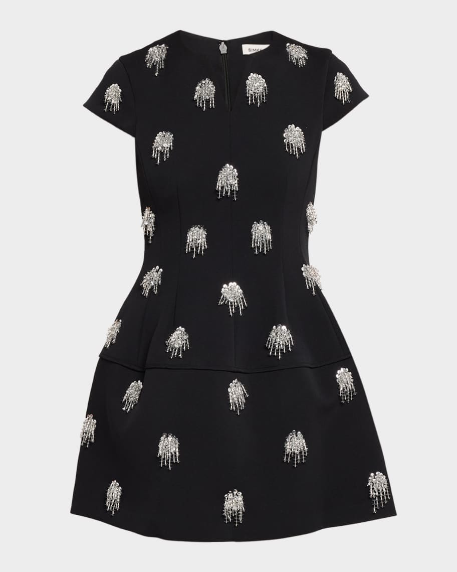 Bethanie Beaded Fit-&-Flare Mini Dress | Neiman Marcus